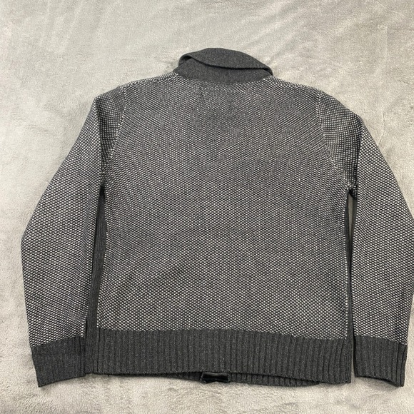 Seduka Sweater Mens XL Lambs wool Blend Shawl Collar Cardigan Elbow Patches Grey - Picture 2 of 11